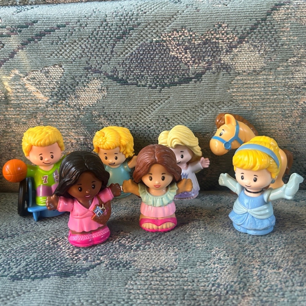Lot Of‎ 7 Fisher Price Little People Cinderella Elsa Barbie African Wheelchair